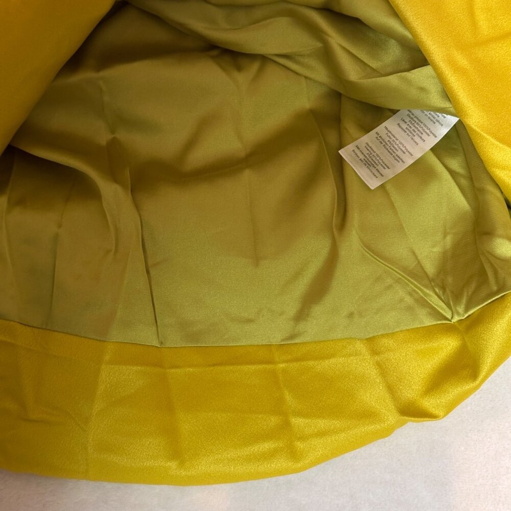 PrettyLittleThing Chartreuse Contrsucted Satin Ruched Drape Bodycon Skirt US 22 - Picture 8 of 12